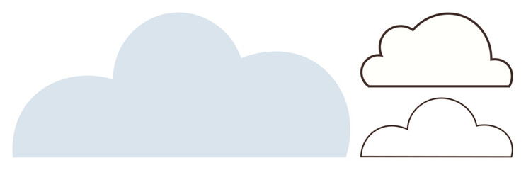 Three cloud designs include filled, outlined, and partial-outlined variations, offering different styles. Ideal for weather, nature, simplicity, cloud computing, creativity backgrounds and abstract