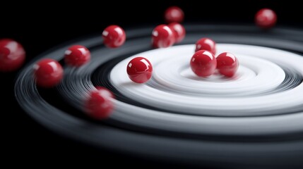 Red Balls Orbiting White Spiral