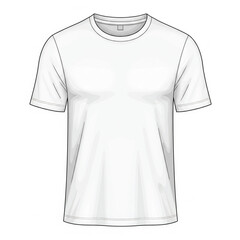 White t-shirt mockup illustration, blank crew neck apparel template for clothing design. Men's short sleeve shirt front view vector.