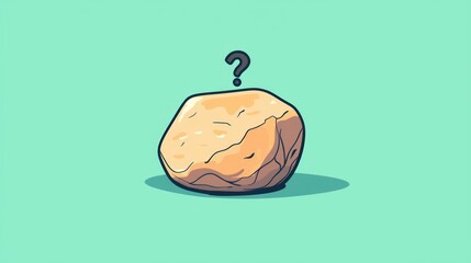 Cartoon potato, question mark, simple illustration, food, illustration, graphic design, potential use in cookbook or educational material