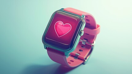 Modern smartwatch with heart icon on display