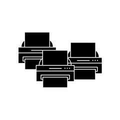 Black printing machine icon symbol. Printing machine vector, isolated on white background. Vector icon.