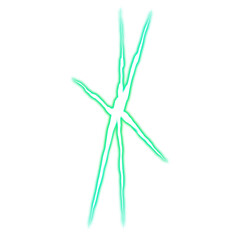 Green intersecting energy beams on transparent background
