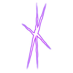 Purple intersecting energy beams on transparent background
