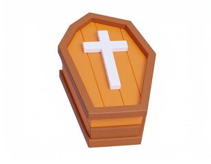 Obraz premium Wooden Coffin 3D Render: Simple, Somber Halloween Design