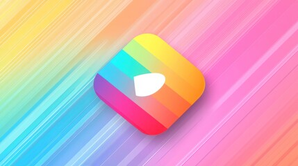 Play button on colorful diagonal background. Possible use Graphic design element, app icon