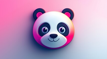 Fototapeta premium Cute panda head, stylized cartoon graphic design, vibrant colors, digital art, for children's media