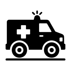 Ambulance vehicle icon with transparent background for emergency medical transport
