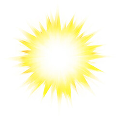 Obraz premium Bright yellow sunburst with radial rays on white background