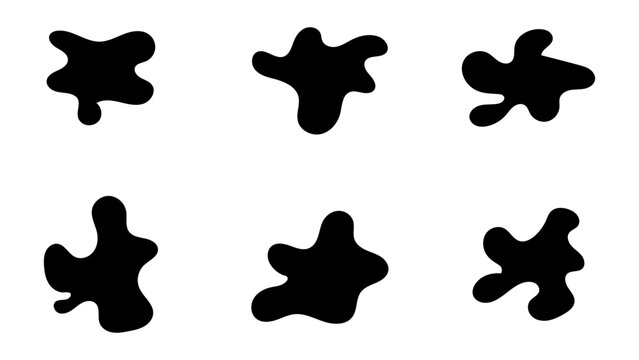 Abstract fluid black blob shape vector set. Collection of amoeba abstract forms for design and paint. ideal for backgrounds, wallpapers, and social media posts. Vector illustration