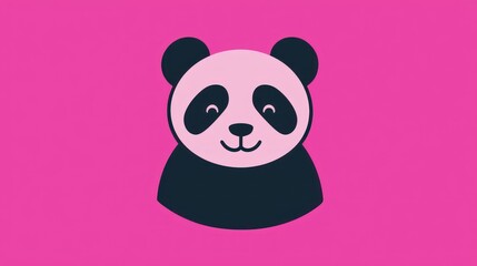 Obraz premium Cute cartoon panda illustration on pink background