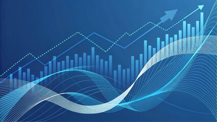 Abstract blue financial data visualization isolated on white background
