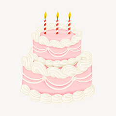 Pink birthday cake, celebration graphic