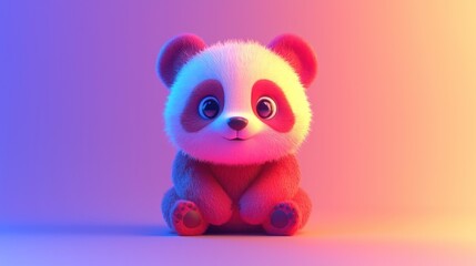 Cute cartoon panda, vibrant colors, studio setting, digital art, background, use for children's book illustration