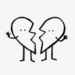Heart broken doodle illustration design