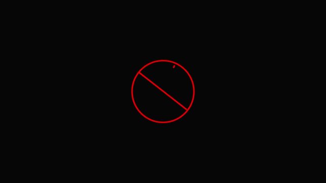 No Sign icon. Isolated on black background. Not Allowed sign, Prohibition sign or stop sign black background .
