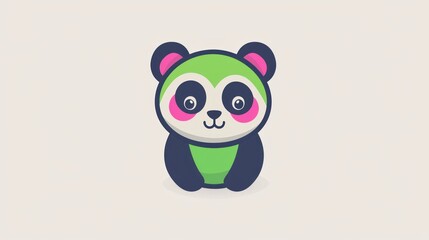 Fototapeta premium Cute cartoon panda, simple design, children's illustration, digital art