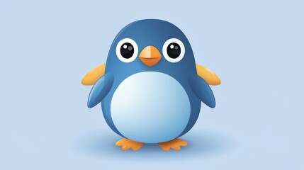 Obraz premium Cute cartoon penguin illustration, simple background, child's book, or social media use