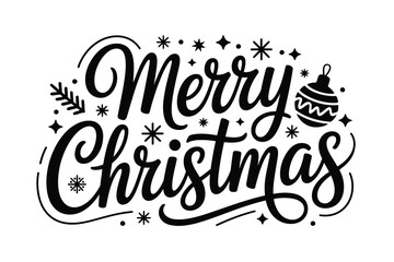Vector art of elegant merry christmas lettering with ornament isolated on white background for holiday season