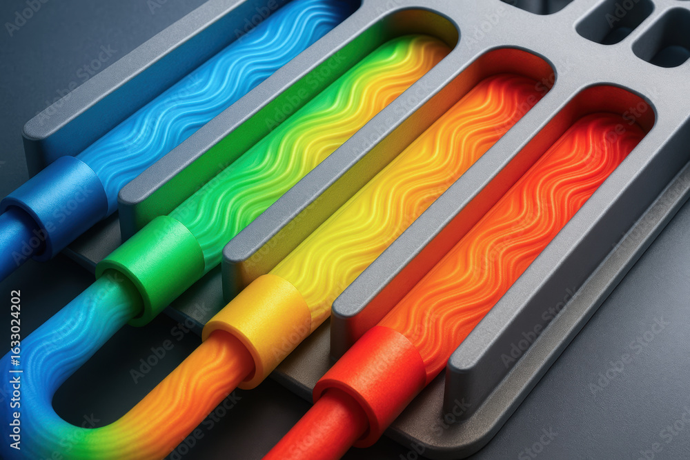 Poster heat exchanger with fluid flow tubes illustrating temperature transfer in industry system for effici