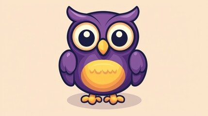 Fototapeta premium Cute cartoon owl, whimsical, simple design, for children's media, or education