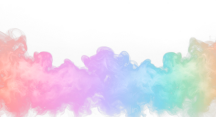 Colorful pale pastel rainbow smoke swirls shapes transparent PNG, isolated background. Misty vapor effect, abstract design element