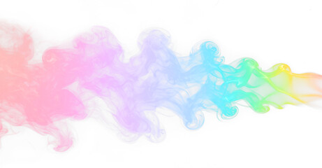 Colorful vibrant rainbow smoke swirls shapes transparent PNG, isolated background. Misty vapor effect, abstract design element
