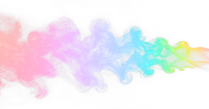 Colorful vibrant rainbow smoke swirls shapes transparent PNG, isolated background. Misty vapor effect, abstract design element
