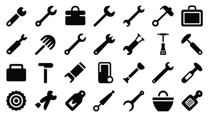 Illustration of different types of repair tools isolated on white background