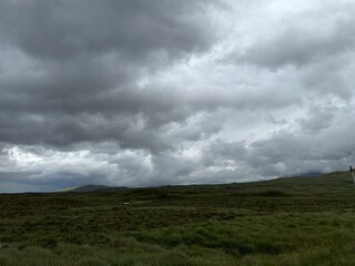 Meadow under a cloudy sky on the North Yorkshire moors, England