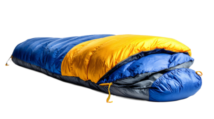  Bright sleeping bag on white background camping equipment