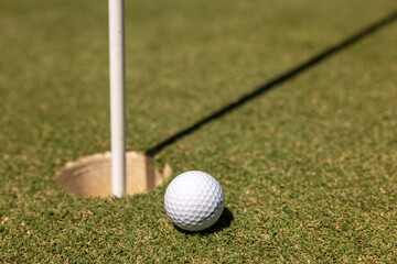 Golf Club and Ball on Green Grass – Outdoor Golf Course Close-Up