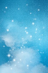Naklejka premium Glittering stars background, sparkling blue sky design