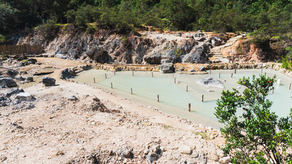 Hot Springs inside crater of volcano, Kawah Cibuni (Rengganis), Ciwidey, Bandung, Indonesia