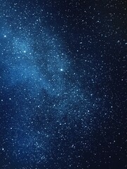 Fototapeta premium Starry sky background, blue night sky full of stars, glowing stars in the dark space, starry background, dark night, stars in the distance, starlight, dark background with a blue glow, night sky. 