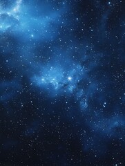 Naklejka premium Starry sky background, blue night sky full of stars, glowing stars in the dark space, starry background, dark night, stars in the distance, starlight, dark background with a blue glow, night sky. 