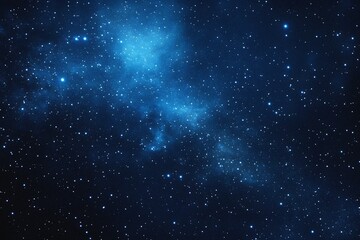 Obraz premium Starry sky background, blue night sky full of stars, glowing stars in the dark space, starry background, dark night, stars in the distance, starlight, dark background with a blue glow, night sky. 
