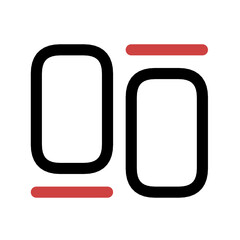 Minimalist black and red toggle or double button icon for UI interface and settings app