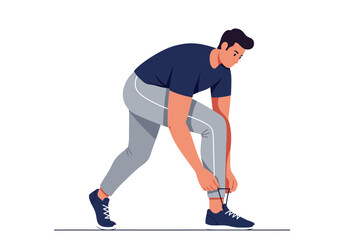 Man Tying Shoelaces Athletic Apparel Fitness Preparation.