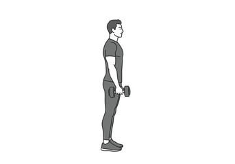 Man Performing Dumbbell Bicep Curl Exercise.
