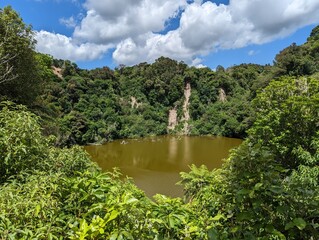 Obraz premium A lake in the volcano crater, New Zealand, North Island