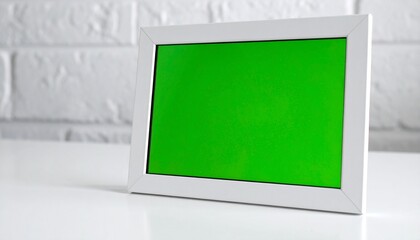 Green Screen An Empty White Picture Frame for Your Creative Vision, Isolated Frame 