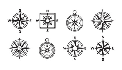 Collection of compass vector illustrations