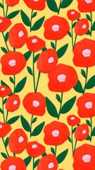 Colorful iPhone wallpaper flower pattern, paper craft design