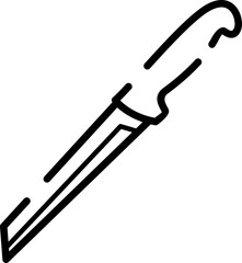 Minimalist Line Art of a Folding Knife Design in Black Outline