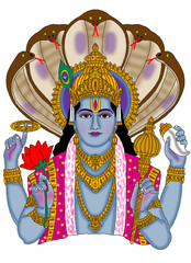 hand drawn digital art of lord vishnu