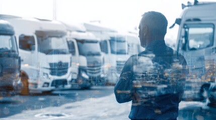 Dynamic motion blur of a man and truck, capturing the essence of speed logistics in modern transportation.