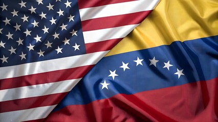 United states and venezuela flags intertwined isolated on transparent background