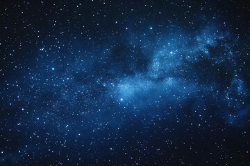 Fototapeta premium Starry sky background, blue night sky full of stars, glowing stars in the dark space, starry background, dark night, stars in the distance, starlight, dark background with a blue glow, night sky. 