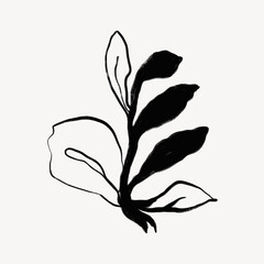 Leaf line art, Chinese brush design